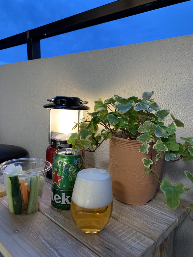テラスでビール